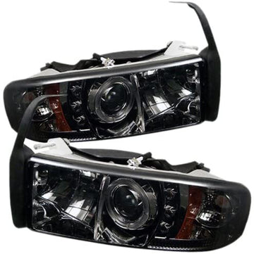 Spyder Auto PRO-YD-DR94-HL-AM-SMC Dodge RAM 1500/2500/3500 Smoke Halo LED Projector Headlight with Replaceable LEDs