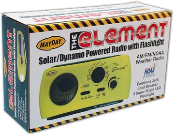 10200"The Element" Dynamo Powered Solar Radio & Flashlight with NOAA, Yellow