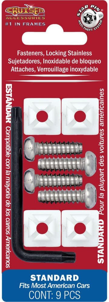 Cruiser Accessories 81200 Stainless Steel Star Pin License Plate Fasteners - Pack of 4 Standard