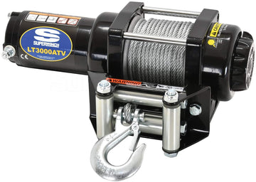 Superwinch 1130220 LT3000ATV 12 VDC Winch 3,000-Pound/1360 kg with Roller Fairlead, Mount Plate, Handlebar Rocker Switch, and Handheld Remote 13.2" x 4.1" x 4.1" black