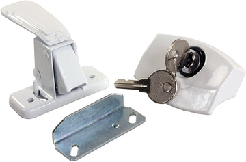 JR Products 11685 White Locking Camper Door Latch