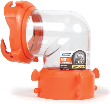 Camco 39857 Rhino Flex Clear 90-Degree RV Sewer Hose Swivel Fitting 90 Degree