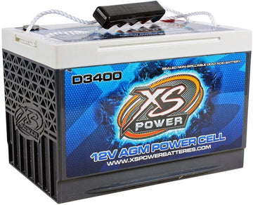XS POWER D3400 12V BCI Group 34 AGM Performance Reserve Car Battery, Max Amps 3300A