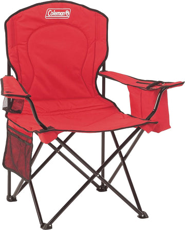 Coleman Camping Chair with Built-in 4 Can Cooler Red