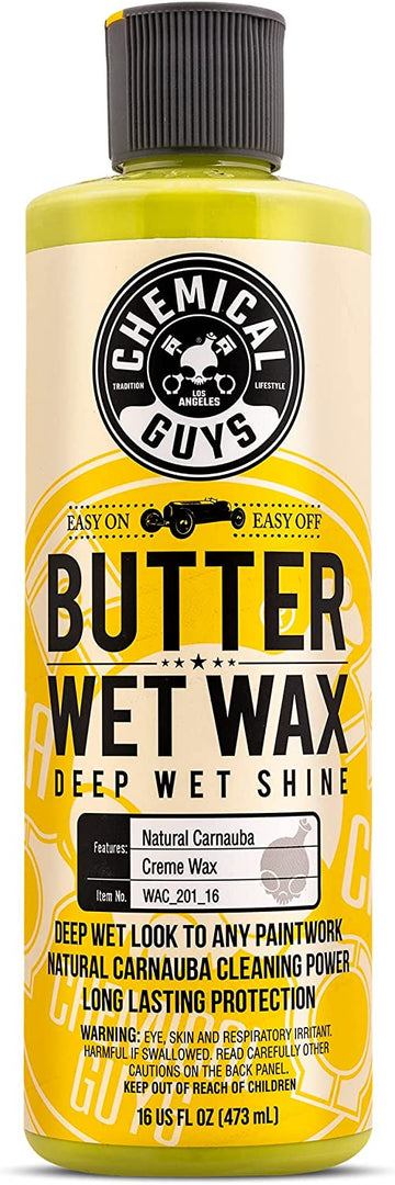 Chemical Guys WAC_201_16 Butter Wet Wax Liquid Cream Car Wax (Safe for all Finishes Including Ceramic Coatings), 16 oz, Banana Scent