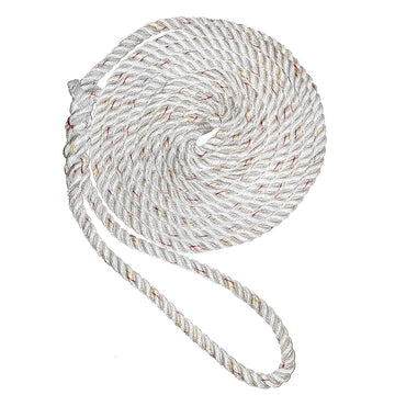 New England Ropes 1/2" X 35' Premium Nylon 3 Strand Dock Line - White w/Tracer