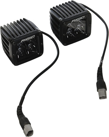 Rigid Industries 202213BLK D-Series Pro Spot Light; Surface Mount; Hybrid; 4 White LEDs; Black Enamel Finish; Midnight Black Square Housing; Pair;