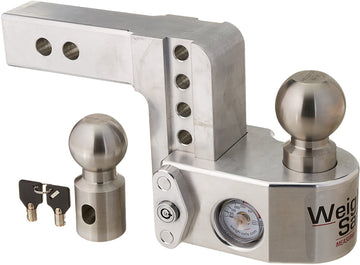Weigh Safe WS4-2 Adjustable Ball Mount with 4" Drop and 2" Shank 4" Drop Hitch - Aluminum Aluminum
