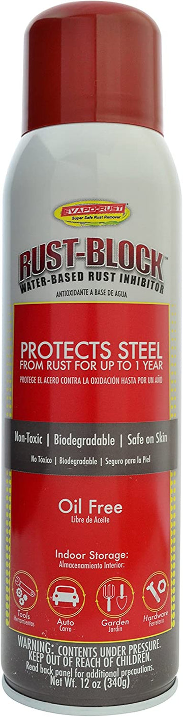 Evapo-Rust Rust-Block Aerosol Spray, Non-Toxic, Biodegradable, Oil Free, 12 Ounces 12 oz