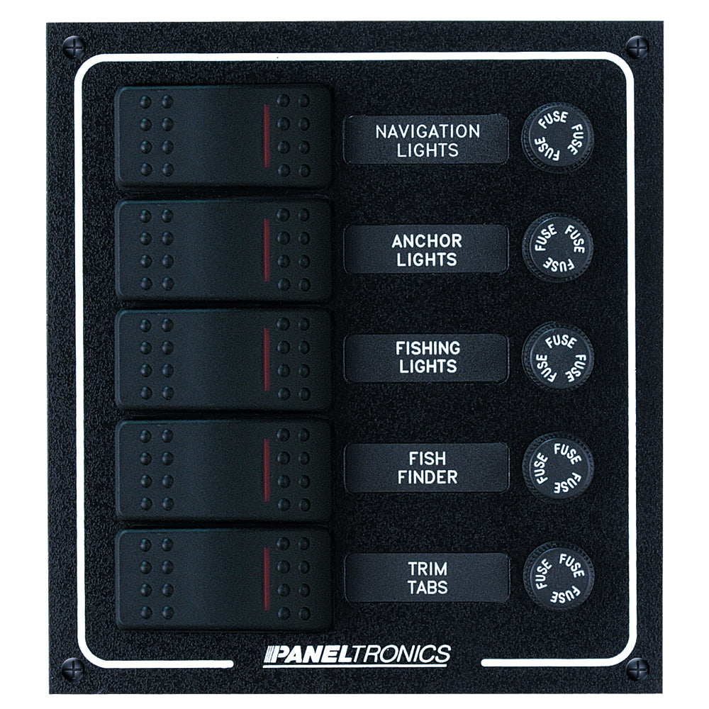 Paneltronics Waterproof DC 5 Position Lighted Rocker & Fuse
