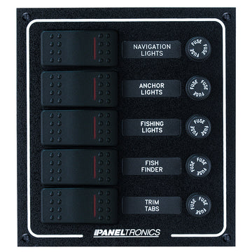 Paneltronics Waterproof DC 5 Position Lighted Rocker & Fuse