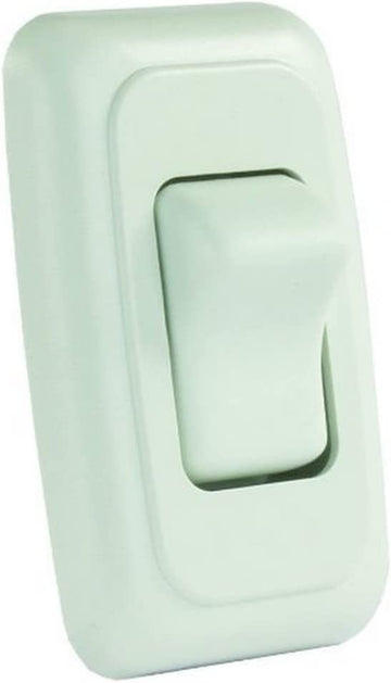 JR Products 12005 White Single SPST On-Off Switch with Bezel