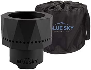 Blue Sky Outdoor Living Pike Ultra Portable Steel Smokeless Fire Pit with Carrying Bag, Firewood and/or Wood Pellet Burning, Black, PFP1009