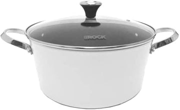 The Rock by Starfrit One-Pot 7.2-Quart Stock Pot with Lid and Stainless Steel Riveted Handles, White