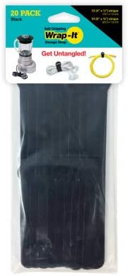 Jjaamm 420-48B Self-Gripping Storage Cable Ties, Black, 4 & 10-in, 20-Pk. - Quantity 6
