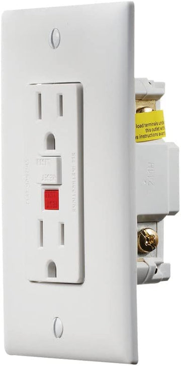 RV Designer S801 Dual AC GFCI Outlet with Cover-Plate - White