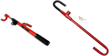 Winner The Original Club Steering Wheel Lock, Red & Winner CL303 Dr. Hook Pedal to Steering Wheel Lock, Red Red Wheel Lock + Lock
