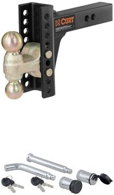 CURT Manufacturing 45900 Channel-Style Adjuastable Dual Ball Mount + Curt 23556 Lock Set for Channel Style Adjustable Ball Mount Bundle