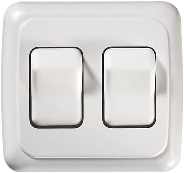 RV Designer S533 Contoured DC Wall Switch On/Off - Double, White