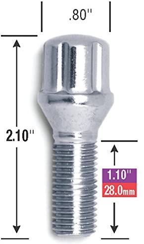 Gorilla Automotive 17125SD-20 12mm x 1.25 Thread Size Chrome Finish Small Diameter Lug Bolt, (Set of 20)