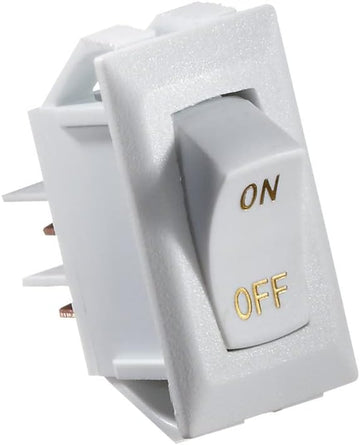 RV Designer S265, Rocker Switch, 10 Amp, On / Off, SPST, White w/ Gold Text, DC Electrical White w/ Gold Text White