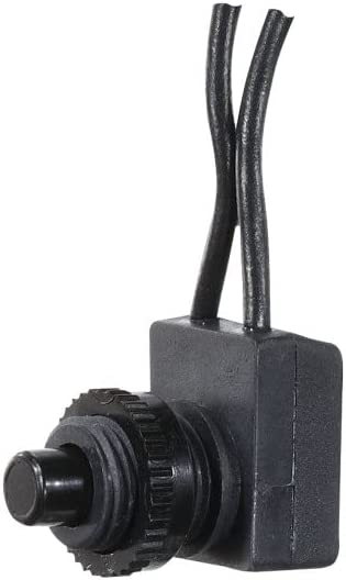 RV Designer S741, Push Button On/Off Switch - 3 Amp - 125VAC with 4.5" Leads - Appliance Normally Closed Momentary Open, Push Button