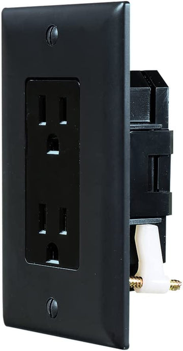 RV Designer Collection S817 Dual Outlet W/Cover Plate Black