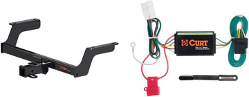 CURT Manufacturing 13382 Class 3 Trailer Hitch, 2-Inch Receiver for Select Subaru Cross Trek & 56040 Vehicle-Side Custom 4-Pin Trailer Wiring Harness for Select Subaru Forester, Black Trailer Hitch + Wiring Harness