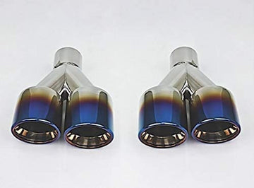 Different Trends Dt-24156Rbf Dual 3.5In Double Wall Staggered Roll Slantw/Blue Flame Exhaust Tip 2.25In Id/7.