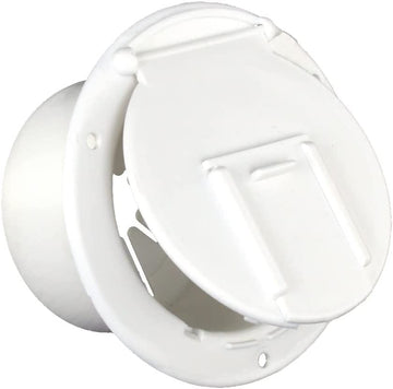 Thetford|B&B Molders RV Replacement Parts and Accessories Camper Round Electrical Cable Cord/Jack Cover Hatch with Back Polar White PN 94328
