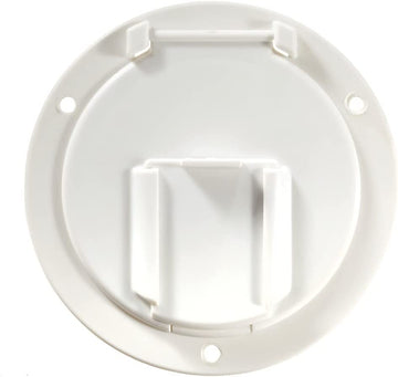 RV Designer B130 Round Low Profile Cable Hatch - 4.6" x 2.6", Polar White