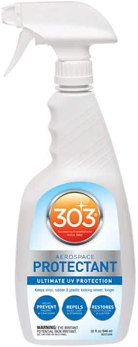 303 Products 303 (30313-6PK) UV Protectant Spray for Vinyl, Plastic, Rubber, Fiberglass, Leather & More â€“ Dust and Dirt Repellant - Non-Toxic, Matte Finish, 32 Fl. oz, (Pack of 6), White 32 Fl. oz. (Pack of 6)