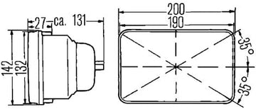 HELLA 003427291 Vision Plus 190x132mm High/Low Beam 12V Halogen Conversion Headlamp (HB2)
