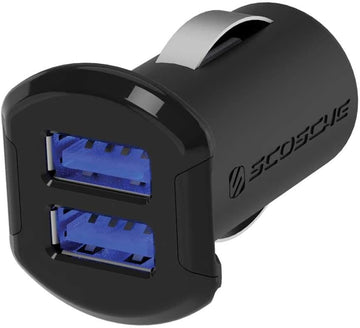 Scosche USBC242M 12 Watts per Port, 24W/4.8A Total Output USB Car Charger- The Fastest Charge Rate for Apple and Android Devices-Retail Packaging-Black Black Dual Port