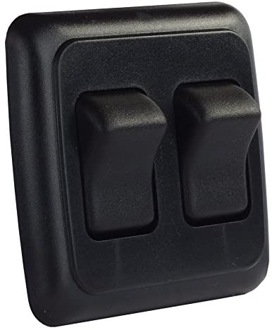 JR Products 12235 Black Double SPST On-Off Switch with Bezel