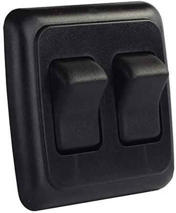 JR Products 12235 Black Double SPST On-Off Switch with Bezel