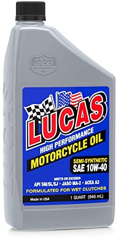 Lucas Oil 10710 10W-40 Semi-Synthetic Motorcycle Oil - 1 Quart Bottle