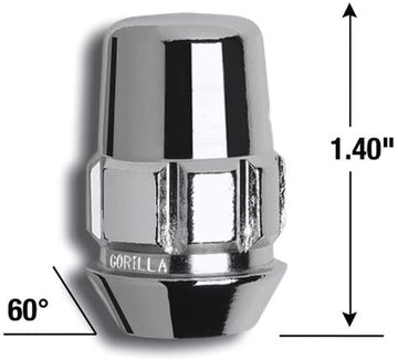 Gorilla Automotive 71631N Acorn Wheel Locks (12mm X 1.50 Thread Size)-Pack of 4 12 millimeter x 1.50 Chrome