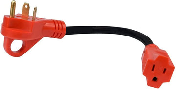 Valterra A10-3015 Mighty Cord 12" Adapter Cord w/Handle - 30AM to 15AF, Red