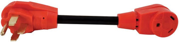 Valterra A10-5030F Mighty Cord 12" Adapter Cord w/Handle - 50AM to 30AF, Red 50 Amp Male - 30 Amp Female