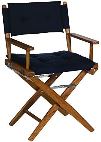 Whitecap 61042 Teak Director's Chair with Navy Cushion - 18"