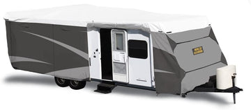 ADCO 36845 Designer Series Olefin HD Travel Trailer Cover 28' 7" - 31' 6", Gray/White