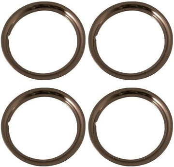 Set of 4 NEW Chrome Plated Steel 16 Inch Beauty Trim Rings with Metal Clip Retention System - Part #: 1516C