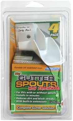 Camco RV Gutter Spouts with Extensions | Direct Rain Water Runoff Away from the RV | White (42134) With Gutter Spouts White