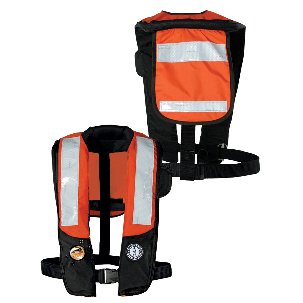 Mustang Deluxe Auto Inflatable PFD w/SOLAS Reflective Tape - Orange/Black