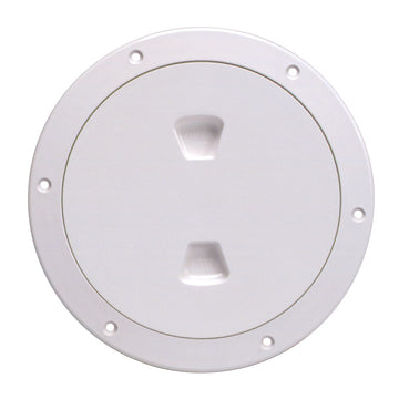 Beckson 6" Smooth Center Screw-Out Deck Plate - White