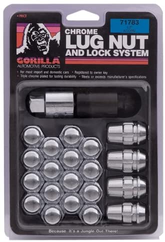 Gorilla Automotive 71733 Acorn Chrome Lug Nut and Lock System (12mm x 1.50 Thread Size) 12-mm X 1.50