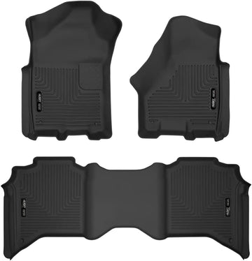 Husky Liners - X-ACT Contour | 2019-2022 Ram 2500/3500 Crew Cab, Front &, 2nd Row Liners - Black, 3 pc. | 53638