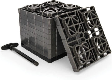 Camco FasTen X-Large 2x2 Leveling Block Perfect For Fifth Wheel And Larger Class A Trailers, Interlocking Design Allows Stacking To Desired Height, Includes Secure T-Handle Carrying System, Brown (Pack of 10) Fasten XL Brown