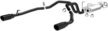 MagnaFlow Cat-Back Performance Exhaust System 19430 - Street Series, Stainless Steel 3in Main Piping, Dual Split Rear Exit, Black Coated 5in Exhaust Tip - Truck Performance Exhaust Kit